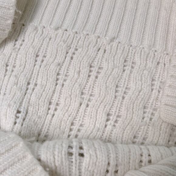 Madewell Pointelle Stitch-Mix Mockneck Merino wool blend Sweater S Antique Cream - Picture 9 of 13